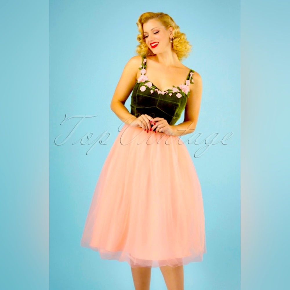 NWT Collectif Vintage Josie Floral Occasion Swing Dress. Size 36 XXL - 14 US